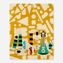 Farah Atassi, Green Guitar, 2017, oil on canvas