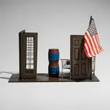 Siah Armajani, City Center #1, 1997, painted steel, found objects