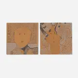 Huguette Caland, Faces and Places Series No.48 (diptych), 1992, oil on board