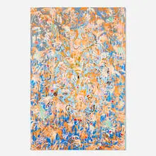 Verne Dawson, Blue Finger Painting with Black Line and Hole, 1986-88, oil on canvas