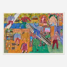 People Waiting 47 by Andrea Joyce Heimer, 2020, marker and oil pastel on paper, sold Dec 2025