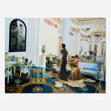 Bae Joonsung, The Costume of Painter Phantom of Museum R (Greenscarf DS), 2008, lenticular print and oil on canvas