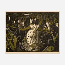 Mildred Rackley, Flamenco, c. 1938, woodcut in colors