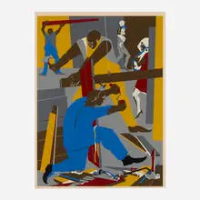 Jacob Lawrence, Builders No. 3, 1974, screenprint in colors