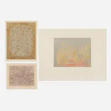 Three works from the Homage to Tobey portfolio by Mark Tobey, 1974, etching in colors on BFK Rives; lithograph in colors, sold Mar 2024