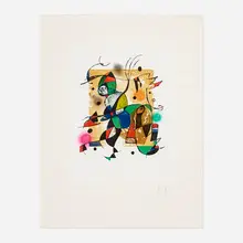 Joan Miró, Gaudí XVI, 1979, etching and aquatint in colors with Chine-collé on Arches