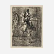 Girl Walking (Elevated) by Reginald Marsh, 1945, lithograph, sold Mar 2024