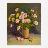 Chuck Fee Wong, Still Life with Daisies, 1969, oil on canvas board