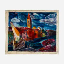 Vaclav Vytlacil, Canal Scene, acrylic and ink on canvas
