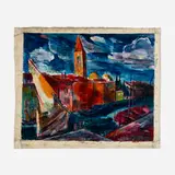 Vaclav Vytlacil, Canal Scene, acrylic and ink on canvas
