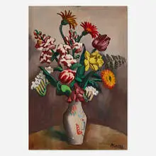 Jan Matulka, Arrangement with Flowers, oil on canvas