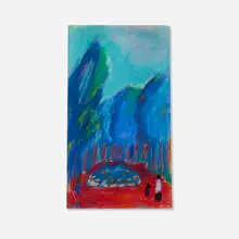 Mikhail Larionov, Figure with a Dog in the Park, 1908, pastel on paper