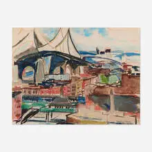 Ethel Louise Paddock, Queensboro Bridge, NYC, pastel on paper
