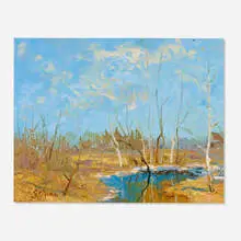 Si Chen Yuan, Untitled (Winter Landscape), oil on linen laid to board
