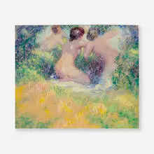 Three Nudes by William Clapp, tempera on paper laid to board, sold Feb 2024
