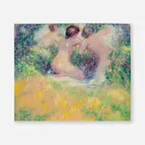 William Clapp, Three Nudes, tempera on paper laid to board