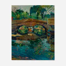 Thomas P. Barnett, Over the Bridge, oil on board