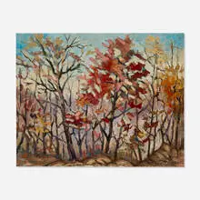 Allen Tucker, Autumn Landscape, oil on canvas board