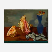 Jan Matulka, Still Life with Shells and Blue Vase, c. 1935, oil on canvas
