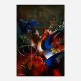 Cosmogonie by Leonardo Nierman, oil on Masonite, sold Feb 2024