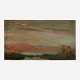 Arthur Bowen Davies, Mountain Landscape with Water, oil on board