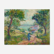 Kathryn E. Cherry, A Figure on Path, oil on Masonite