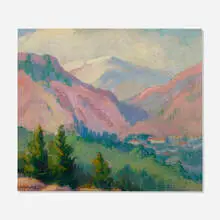 Frank Nuderscher, Teton Mountains, c. 1920, oil on board