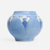 Art Deco vase with stylized irises by Corinne Marie Chalaron for Newcomb College Pottery, sold Jan 2024