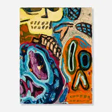 Alex Becerra, Skull Pile IV, 2021, oil on canvas