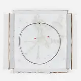Chris Bradley, Grease Face, 2011, aluminum, cast bronze, spray paint, oil paint, adhesive, hubcap ring, Masonite, screw and colored pencil