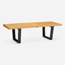 Slat bench by George Nelson & Associates, ash, lacquered wood, sold Feb 2025