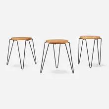 Inco, Stacking stools, set of three, 1953, oak, maple, iron