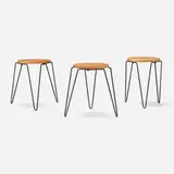 Inco, Stacking stools, set of three, 1953, oak, maple, iron