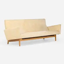 Jens Risom, Sofa, model U-150, c. 1955, upholstery, bleached walnut