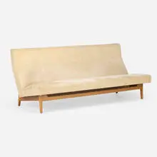 Jens Risom, Sofa, model U-250, c. 1955, upholstery, bleached walnut