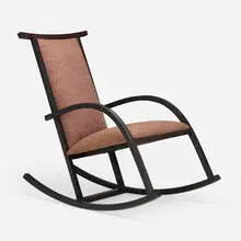 Carlos Riart, Rocker, 1982, walnut, mother-of-pearl, upholstery