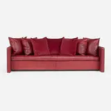 Joseph D'Urso, Linear sofa, c. 1980, leather upholstery, velvet upholstery