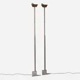 Manlio Brusatin, Eidos floor lamps, pair, c. 1985, bronzed metal, powder-coated steel, brass