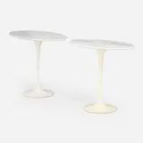 Eero Saarinen, Tulip occasional tables model 161, set of two, marble, enameled aluminum