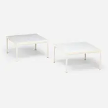Richard Schultz, 1966 occasional tables, pair, enameled steel, enameled aluminum