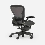 Bill Stumpf and Don Chadwick, Aeron chair, plastic, polished aluminum, 8Z Pellicle mesh, rubber, casters