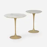 Eero Saarinen, Tulip occasional tables model 163M, pair, enameled aluminum, marble