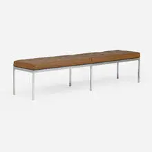 Florence Knoll, Bench, chrome-plated steel, leather upholstery