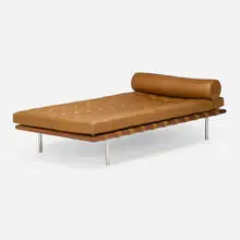 Ludwig Mies van der Rohe, Barcelona daybed, walnut, stainless steel, leather upholstery