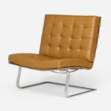 Tugendhat chair by Ludwig Mies van der Rohe, stainless steel, leather upholstery, sold Feb 2025