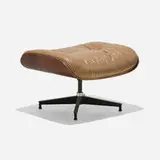Charles and Ray Eames, 671 ottoman, leather, rosewood, enameled and brushed aluminum