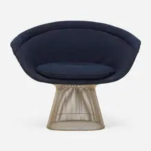 Lounge chair by Warren Platner, chrome-plated steel, upholstery, sold Feb 2025