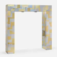 Cityscape illuminated headboard by Paul Evans, c. 1975, chrome-plated steel, brass, sold Feb 2025