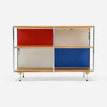 ESU 200-C by Charles and Ray Eames, 1950 / 1952, birch plywood, lacquered masonite, fiberglass, chrome-plated steel, enameled steel, sold Feb 2025