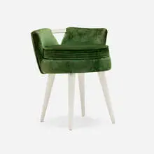 Vanity swivel stool by Paul Theodore Frankl, c. 1955, upholstery, painted wood, sold Feb 2025